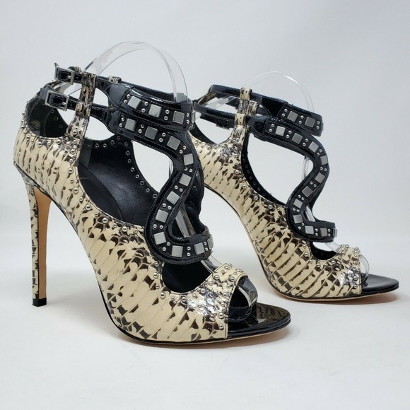 B Brian Atwood Lavela Studded Snake Sandal(8.5)